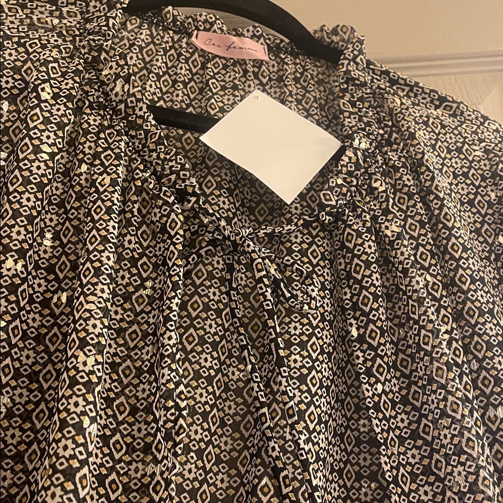 Gray Patterned Long Sheer Duster NWT - image 7